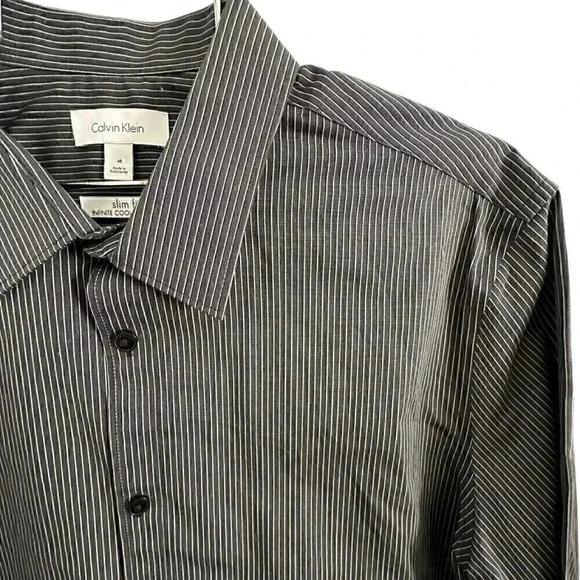 Calvin Klein slim fit infinite cool non iron button up long sleeve medium stripe - Picture 5 of 16